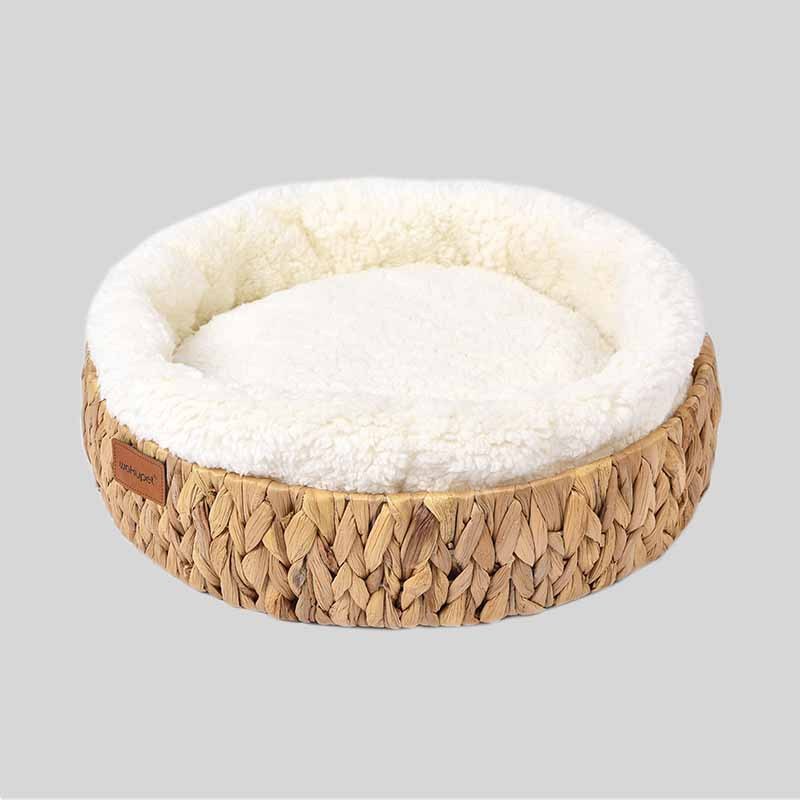 Handwoven Wicker Pet Bed with Scratching Pad
