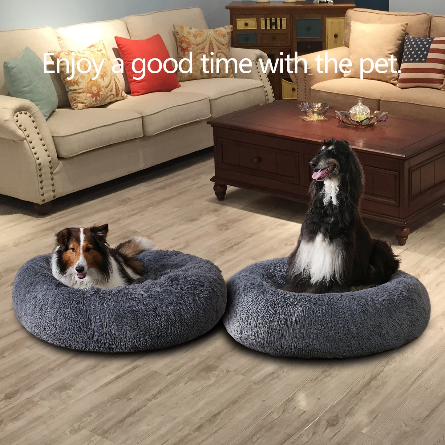 Fluffy Round Calming Dog Bed