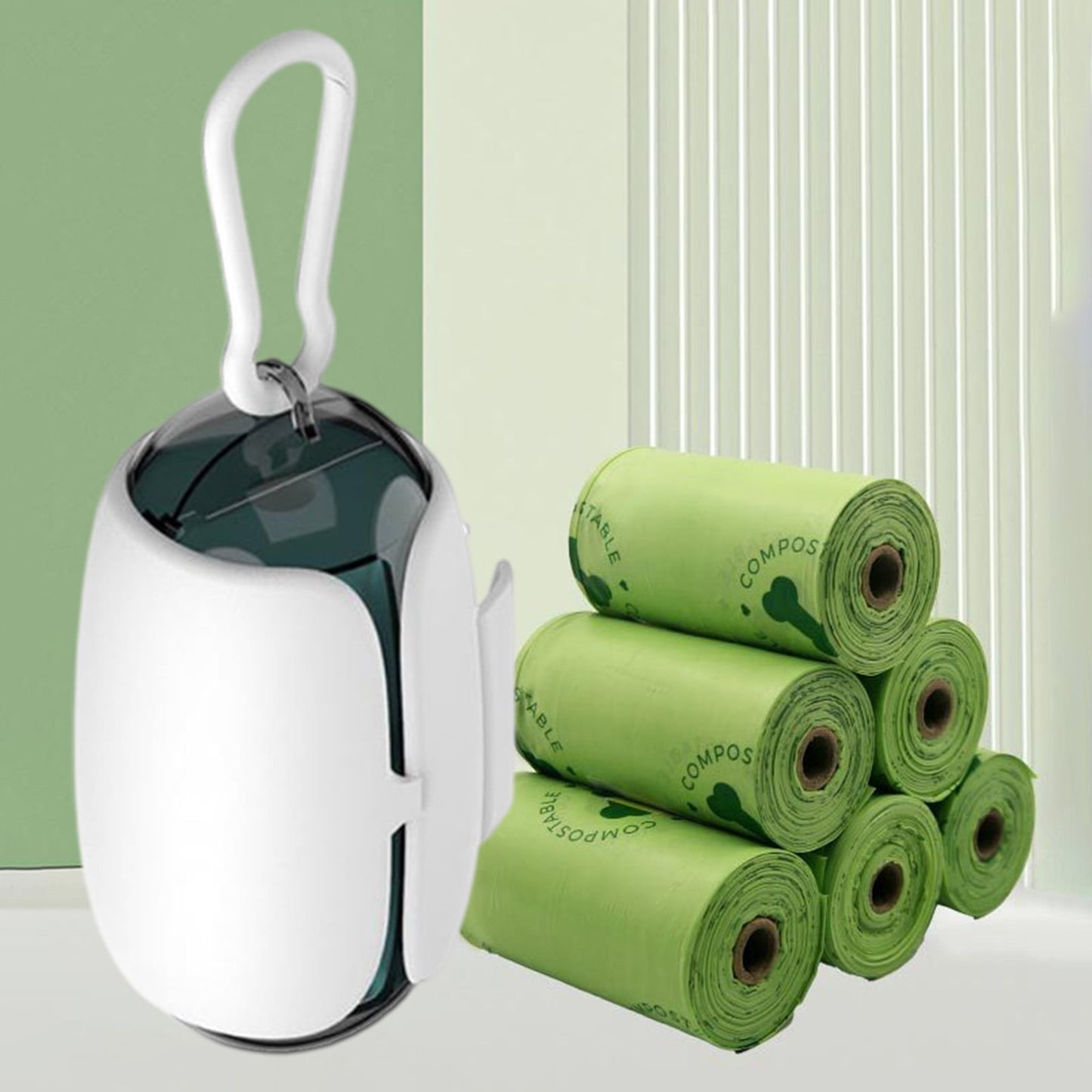 Dog Poop Bag Holder And Dispenser With Leash Attachment